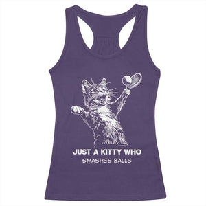 Funny Cat Plays Tennis Racerback Tank Top Just A Kitty Who Smashes Balls TS12 Purple Print Your Wear