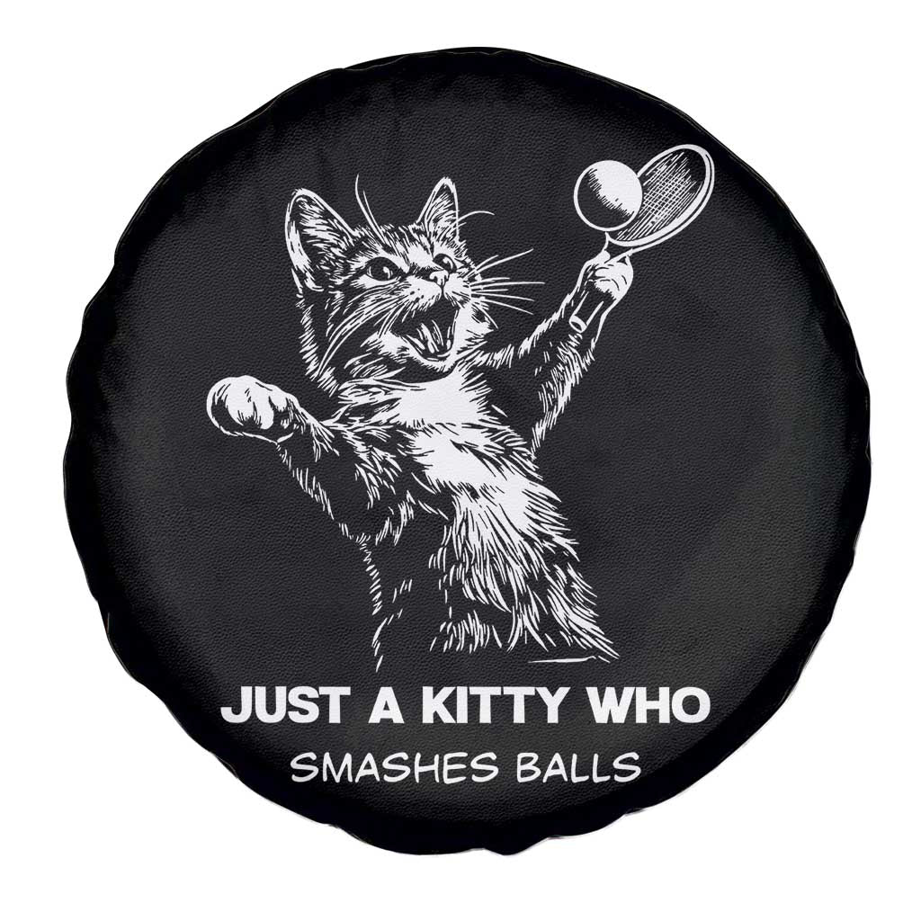 Funny Cat Plays Tennis Spare Tire Cover Just A Kitty Who Smashes Balls TS12 Print Your Wear