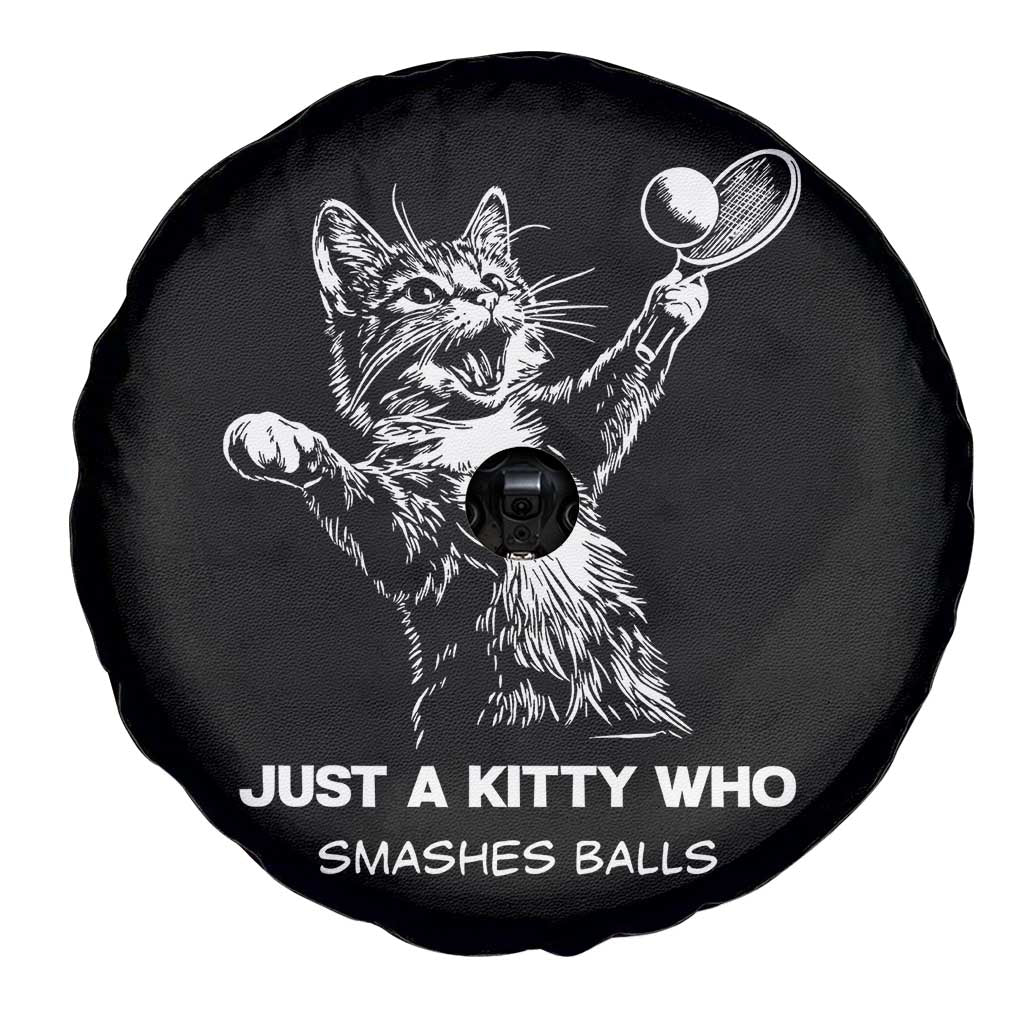 Funny Cat Plays Tennis Spare Tire Cover Just A Kitty Who Smashes Balls TS12 Print Your Wear