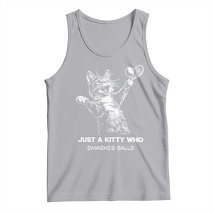Funny Cat Plays Tennis Tank Top Just A Kitty Who Smashes Balls TS12 Athletic Heather Print Your Wear