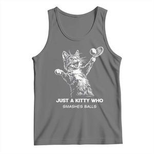 Funny Cat Plays Tennis Tank Top Just A Kitty Who Smashes Balls TS12 Black Heather Print Your Wear