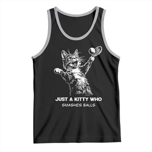 Funny Cat Plays Tennis Tank Top Just A Kitty Who Smashes Balls TS12 Black Athletic Heather Print Your Wear