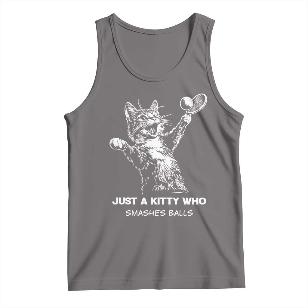 Funny Cat Plays Tennis Tank Top Just A Kitty Who Smashes Balls TS12 Deep Heather Print Your Wear