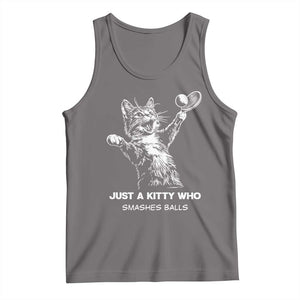 Funny Cat Plays Tennis Tank Top Just A Kitty Who Smashes Balls TS12 Deep Heather Print Your Wear