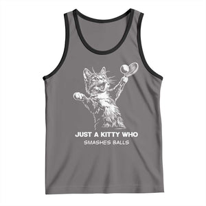 Funny Cat Plays Tennis Tank Top Just A Kitty Who Smashes Balls TS12 Deep Heather Black Print Your Wear