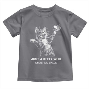 Funny Cat Plays Tennis Toddler T Shirt Just A Kitty Who Smashes Balls TS12 Charcoal Print Your Wear