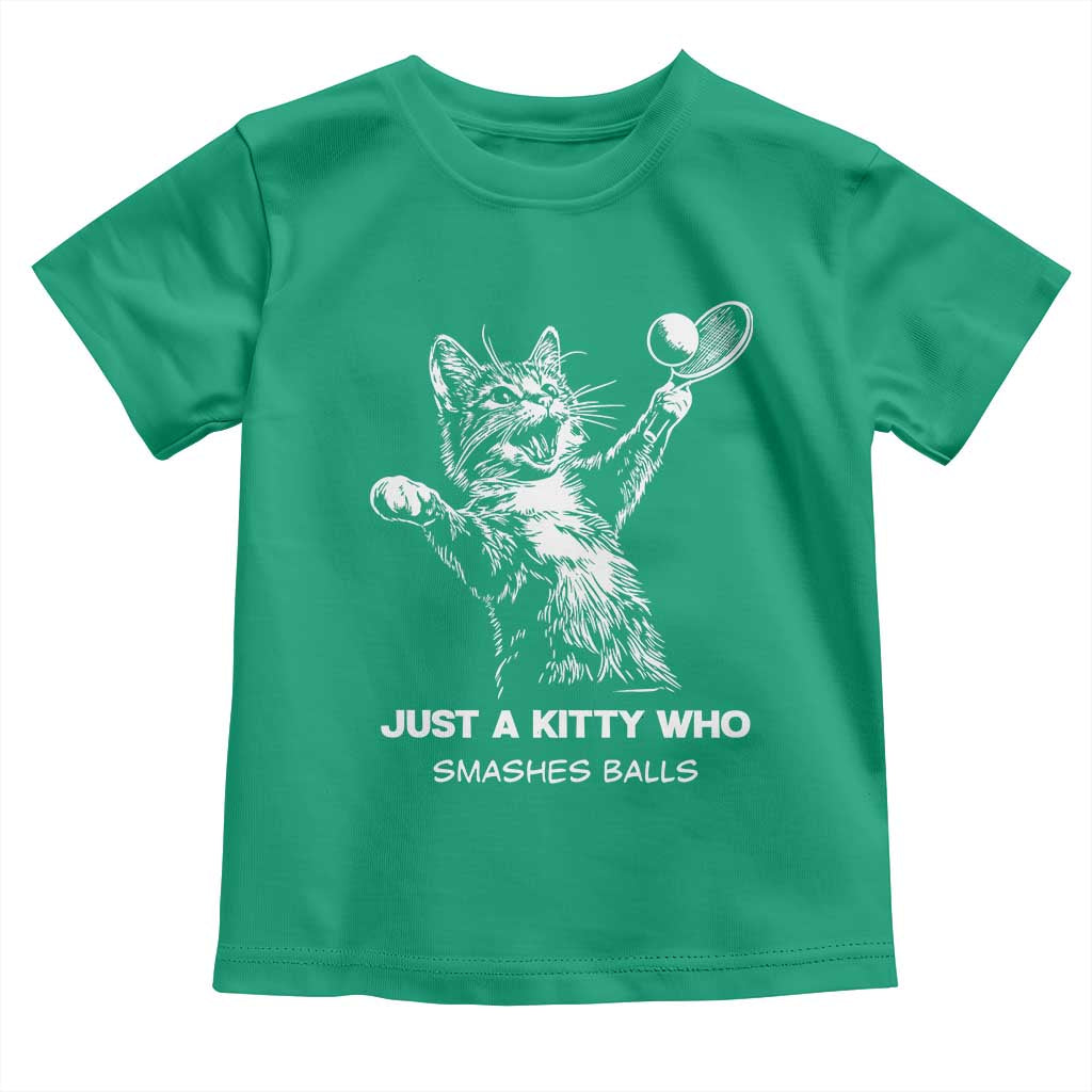 Funny Cat Plays Tennis Toddler T Shirt Just A Kitty Who Smashes Balls TS12 Irish Green Print Your Wear