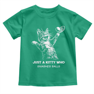 Funny Cat Plays Tennis Toddler T Shirt Just A Kitty Who Smashes Balls TS12 Irish Green Print Your Wear