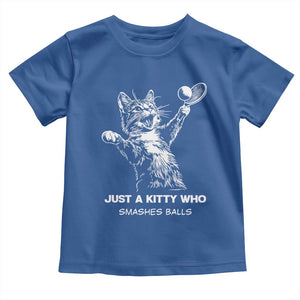 Funny Cat Plays Tennis Toddler T Shirt Just A Kitty Who Smashes Balls TS12 Royal Blue Print Your Wear