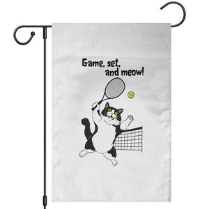 Funny Chubby Cat Tennis Garden Flag Game Set And Meow TS12 White Print Your Wear