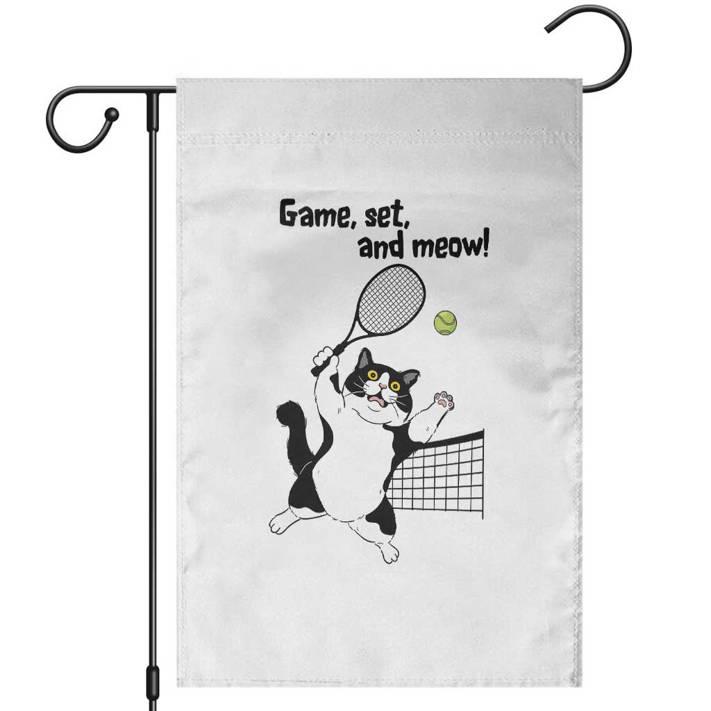 Funny Chubby Cat Tennis Garden Flag Game Set And Meow TS12 White Print Your Wear