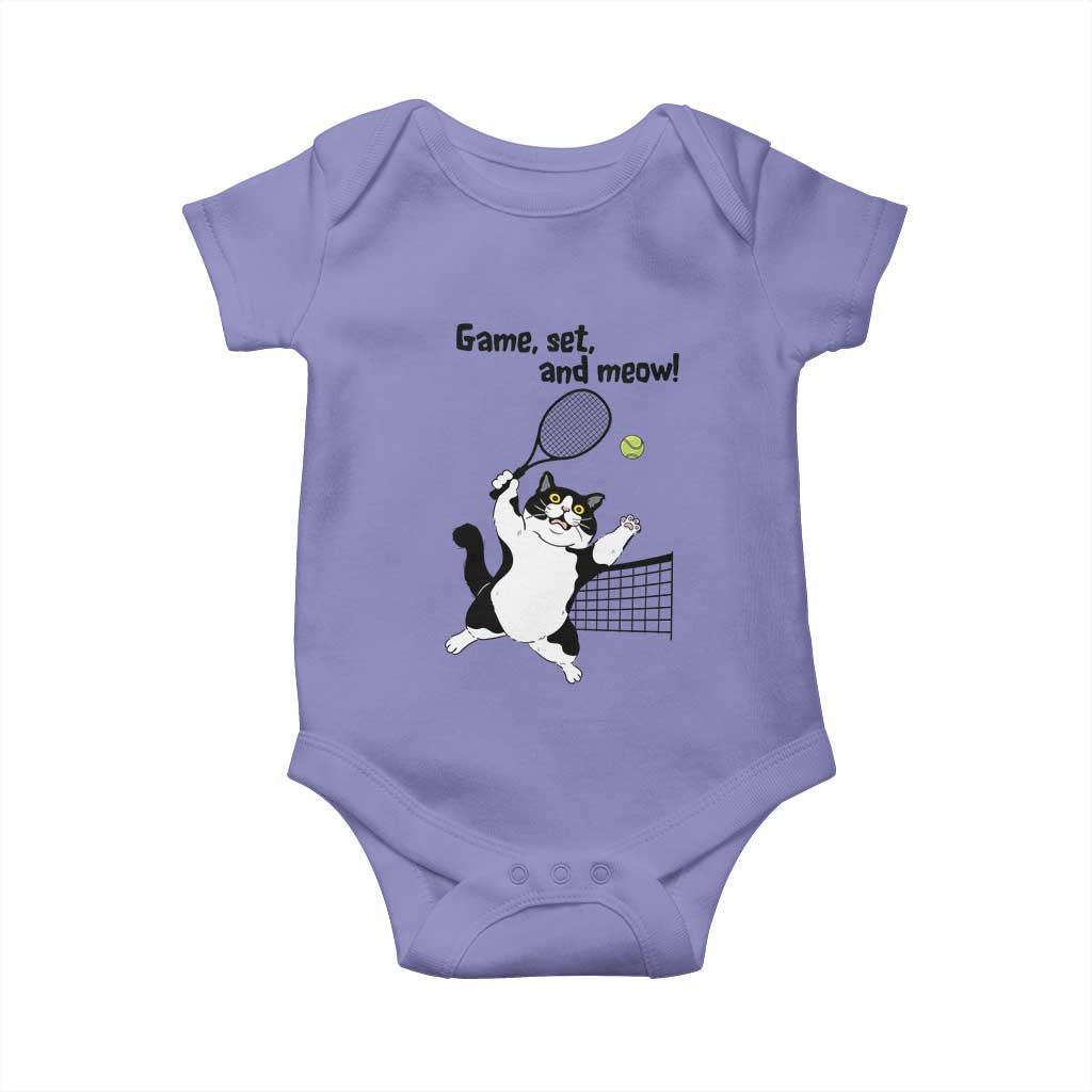 Funny Chubby Cat Tennis Baby Onesie Game Set And Meow TS12 Violet Print Your Wear