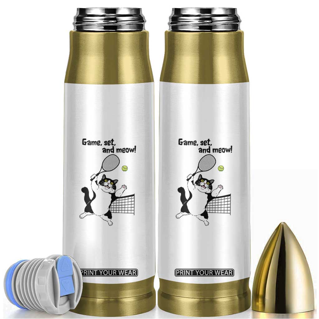 Funny Chubby Cat Tennis Bullet Tumbler Game Set And Meow TS12 White Print Your Wear