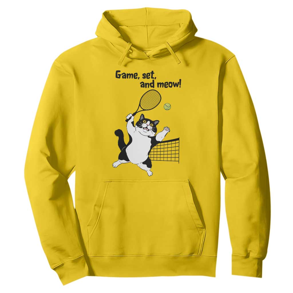 Funny Chubby Cat Tennis Hoodie Game Set And Meow TS12 Daisy Print Your Wear