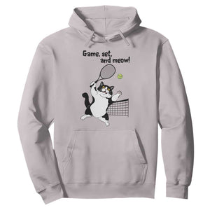 Funny Chubby Cat Tennis Hoodie Game Set And Meow TS12 Ice Gray Print Your Wear