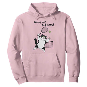 Funny Chubby Cat Tennis Hoodie Game Set And Meow TS12 Light Pink Print Your Wear