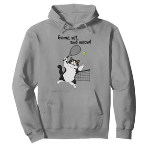 Funny Chubby Cat Tennis Hoodie Game Set And Meow TS12 Sport Gray Print Your Wear