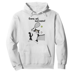 Funny Chubby Cat Tennis Hoodie Game Set And Meow TS12 White Print Your Wear