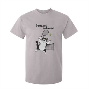 Funny Chubby Cat Tennis T Shirt For Kid Game Set And Meow TS12 Ice Gray Print Your Wear