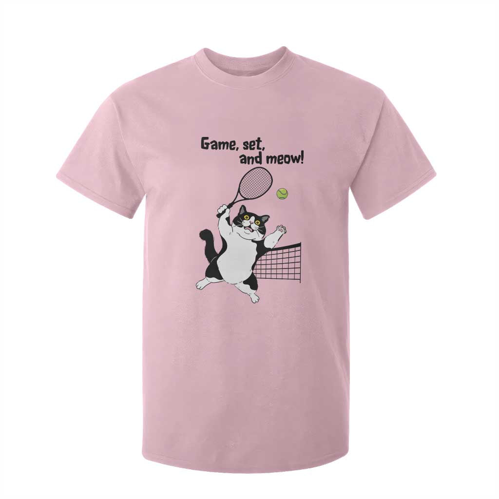 Funny Chubby Cat Tennis T Shirt For Kid Game Set And Meow TS12 Light Pink Print Your Wear