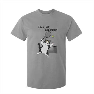 Funny Chubby Cat Tennis T Shirt For Kid Game Set And Meow TS12 Sport Gray Print Your Wear