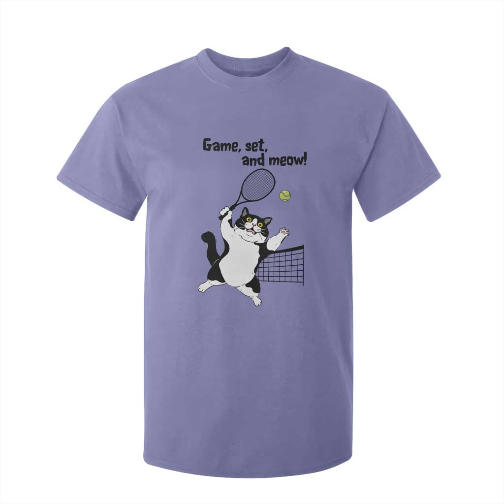 Funny Chubby Cat Tennis T Shirt For Kid Game Set And Meow TS12 Violet Print Your Wear