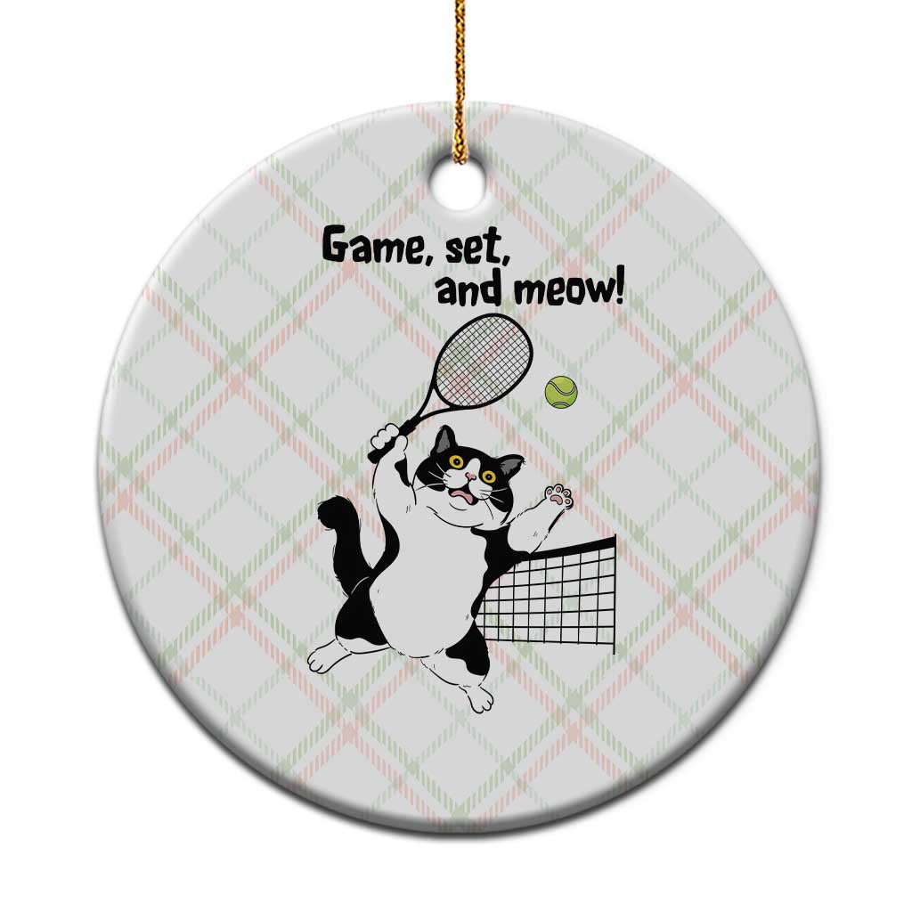 Funny Chubby Cat Tennis Ceramic Ornament Game Set And Meow TS12 1pc Christmas Plaid Print Your Wear