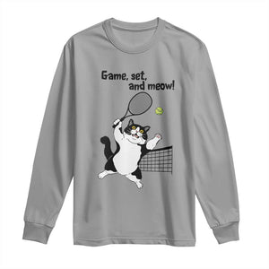 Funny Chubby Cat Tennis Long Sleeve Shirt Game Set And Meow TS12 Sport Gray Print Your Wear