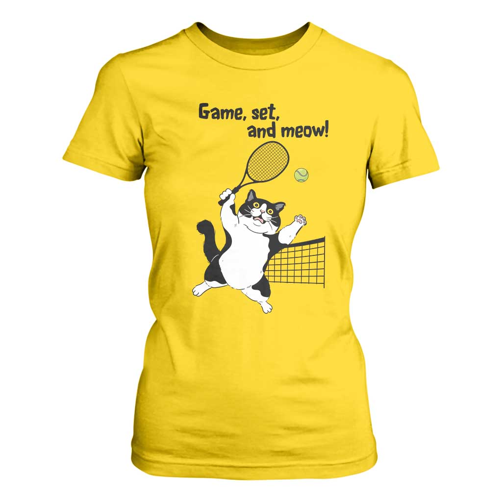 Funny Chubby Cat Tennis T Shirt For Women Game Set And Meow TS12 Daisy Print Your Wear