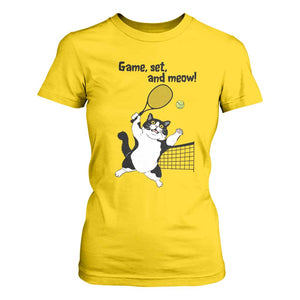 Funny Chubby Cat Tennis T Shirt For Women Game Set And Meow TS12 Daisy Print Your Wear