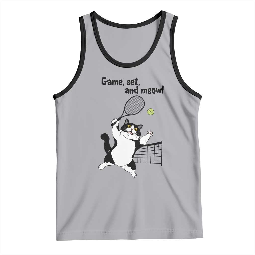 Funny Chubby Cat Tennis Tank Top Game Set And Meow TS12 Athletic Heather Black Print Your Wear