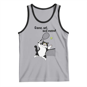 Funny Chubby Cat Tennis Tank Top Game Set And Meow TS12 Athletic Heather Black Print Your Wear