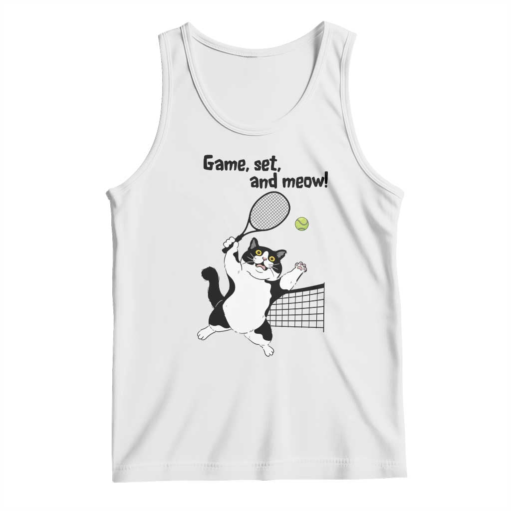 Funny Chubby Cat Tennis Tank Top Game Set And Meow TS12 White Print Your Wear