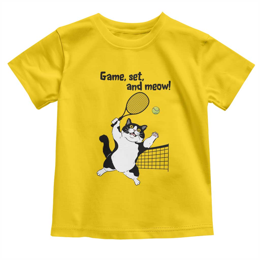 Funny Chubby Cat Tennis Toddler T Shirt Game Set And Meow TS12 Daisy Print Your Wear