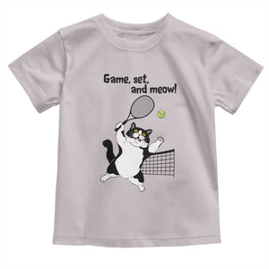 Funny Chubby Cat Tennis Toddler T Shirt Game Set And Meow TS12 Ice Gray Print Your Wear