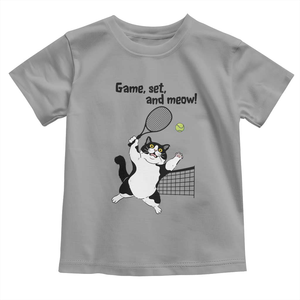 Funny Chubby Cat Tennis Toddler T Shirt Game Set And Meow TS12 Sport Gray Print Your Wear