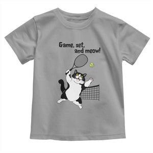 Funny Chubby Cat Tennis Toddler T Shirt Game Set And Meow TS12 Sport Gray Print Your Wear