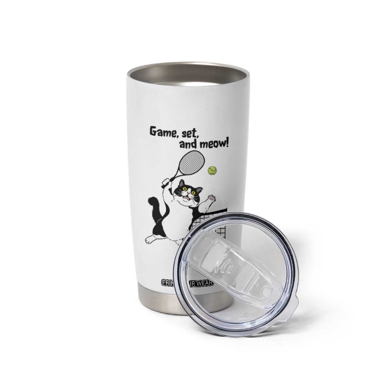 Funny Chubby Cat Tennis Tumbler Cup Game Set And Meow TS12 Print Your Wear