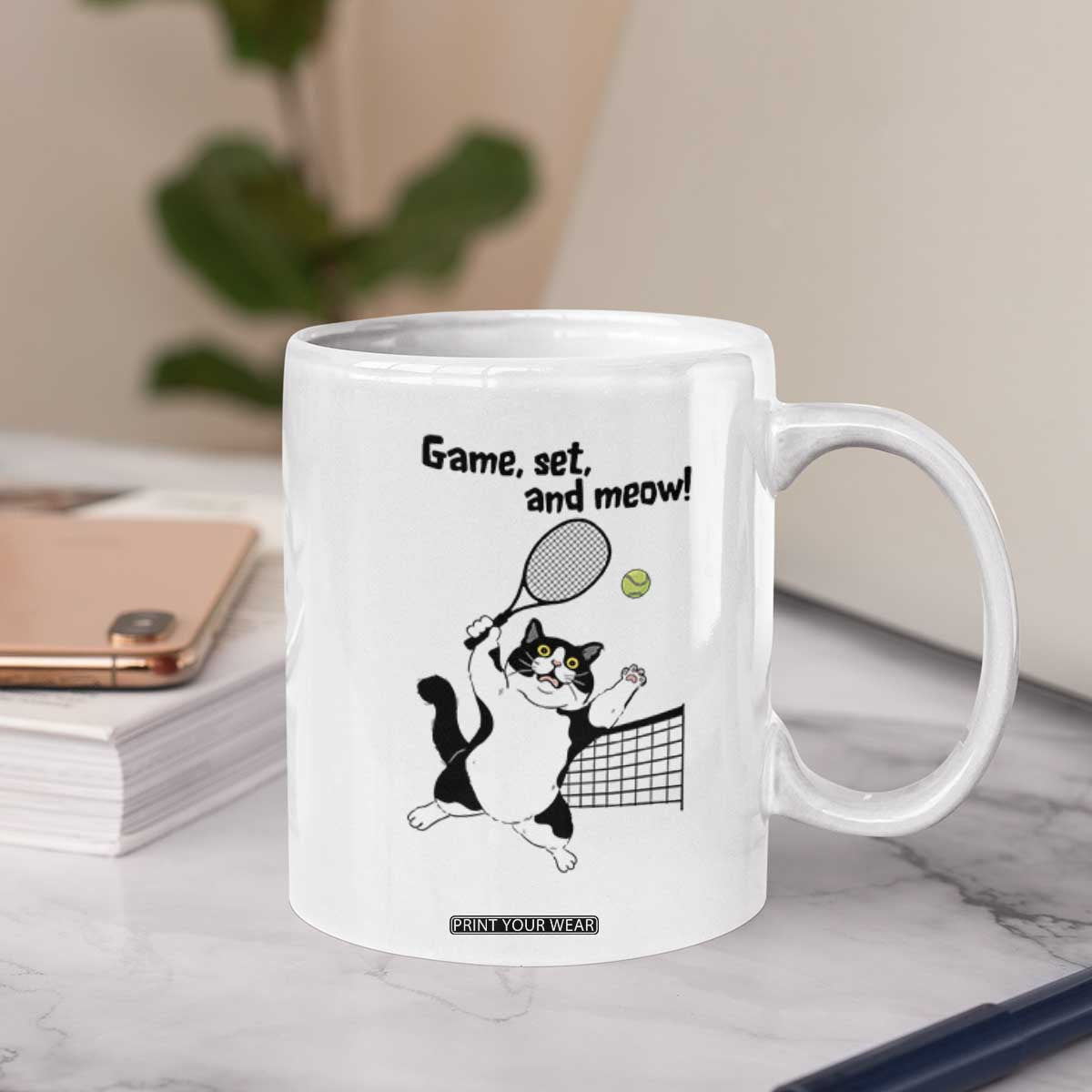 Funny Chubby Cat Tennis Coffee Mug Game Set And Meow TS12 Print Your Wear