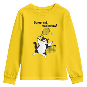 Funny Chubby Cat Tennis Youth Sweatshirt Game Set And Meow TS12 Daisy Print Your Wear