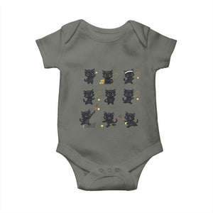 Funny Tennis Game Day Cat Baby Onesie Tennis Player Gift TS12 Military Green Print Your Wear