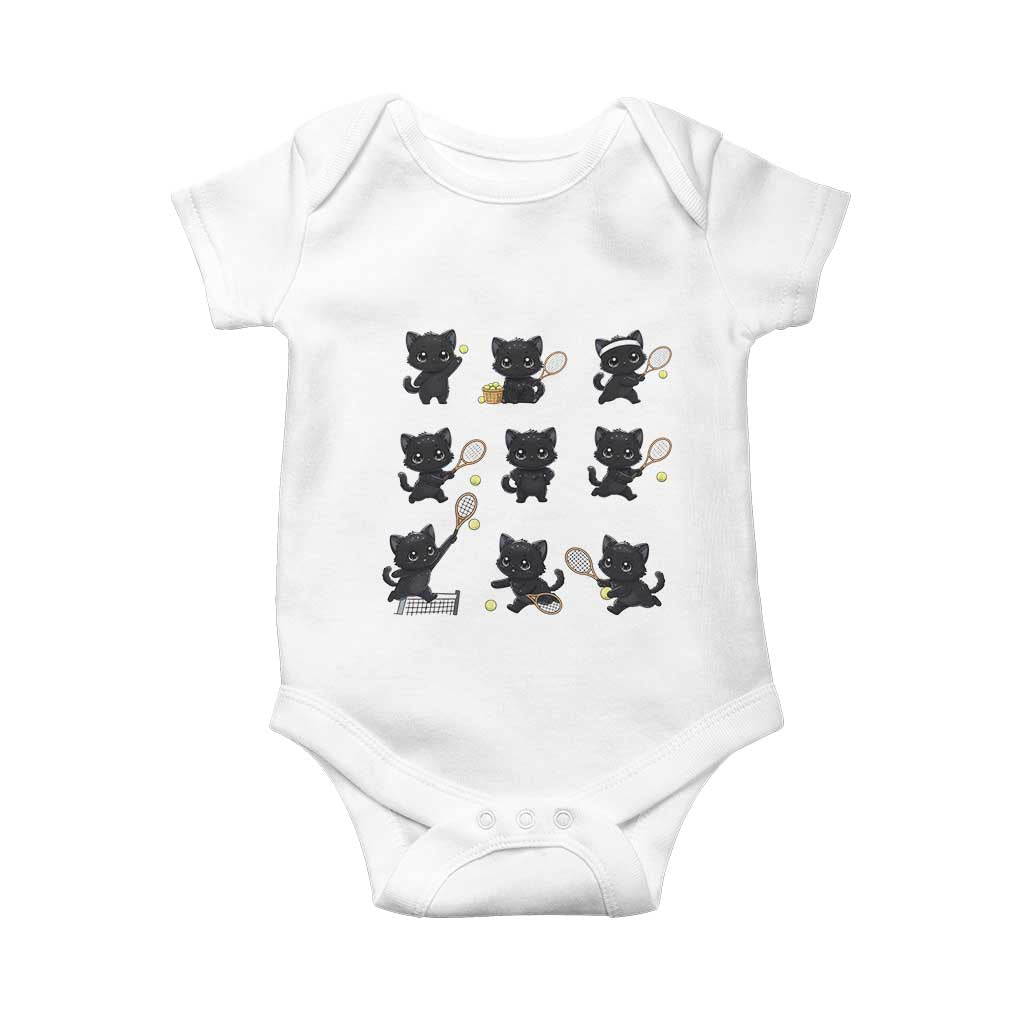 Funny Tennis Game Day Cat Baby Onesie Tennis Player Gift TS12 White Print Your Wear