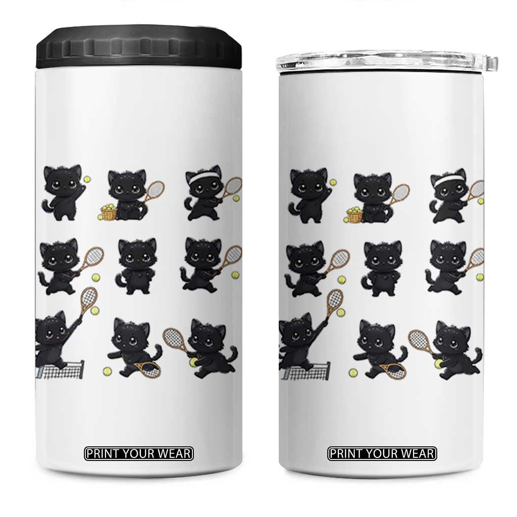 Funny Tennis Game Day Cat 4 in 1 Can Cooler Tumbler Tennis Player Gift TS12 One Size: 16 oz White Print Your Wear
