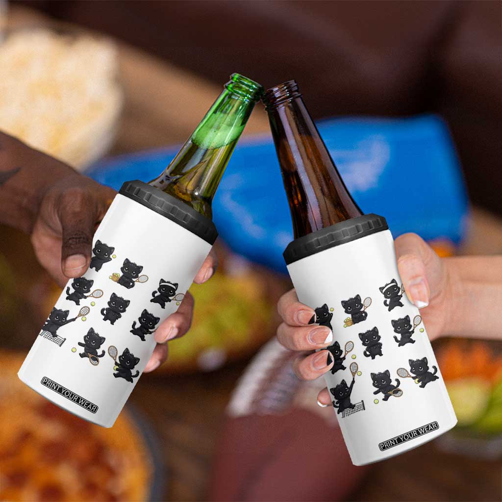 Funny Tennis Game Day Cat 4 in 1 Can Cooler Tumbler Tennis Player Gift TS12 Print Your Wear