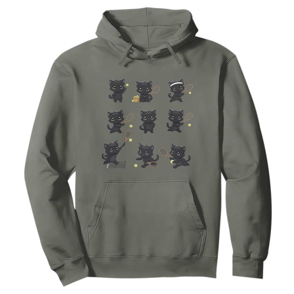 Funny Tennis Game Day Cat Hoodie Tennis Player Gift TS12 Military Green Print Your Wear