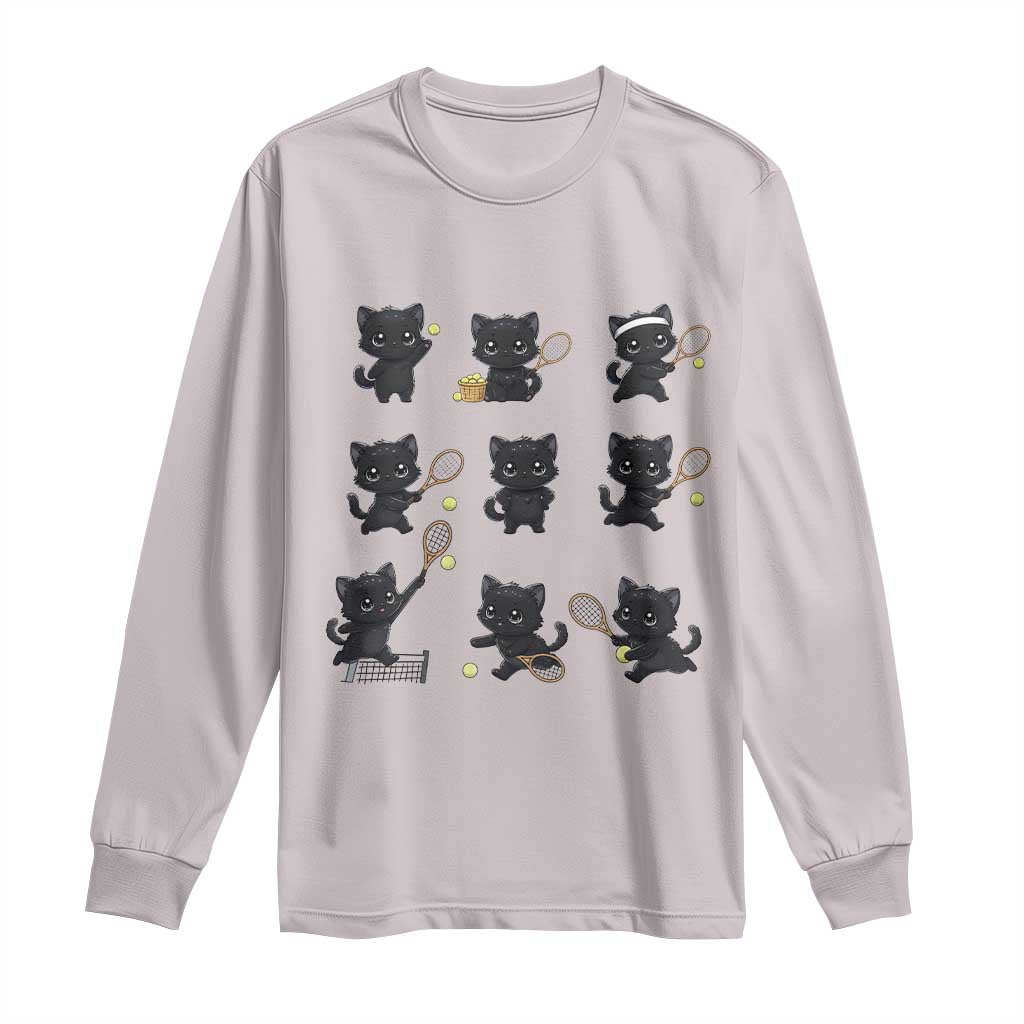Funny Tennis Game Day Cat Long Sleeve Shirt Tennis Player Gift TS12 Ice Gray Print Your Wear