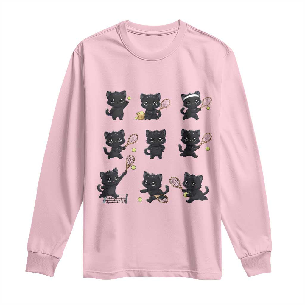 Funny Tennis Game Day Cat Long Sleeve Shirt Tennis Player Gift TS12 Light Pink Print Your Wear