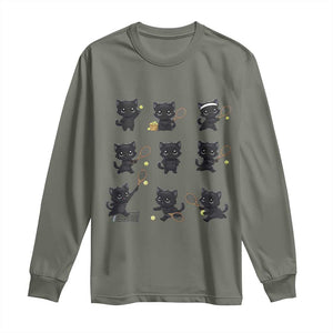 Funny Tennis Game Day Cat Long Sleeve Shirt Tennis Player Gift TS12 Military Green Print Your Wear