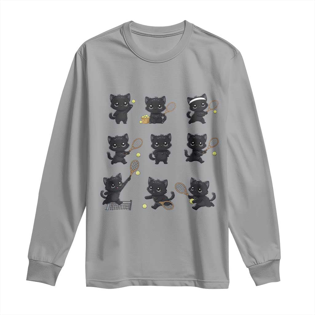Funny Tennis Game Day Cat Long Sleeve Shirt Tennis Player Gift TS12 Sport Gray Print Your Wear