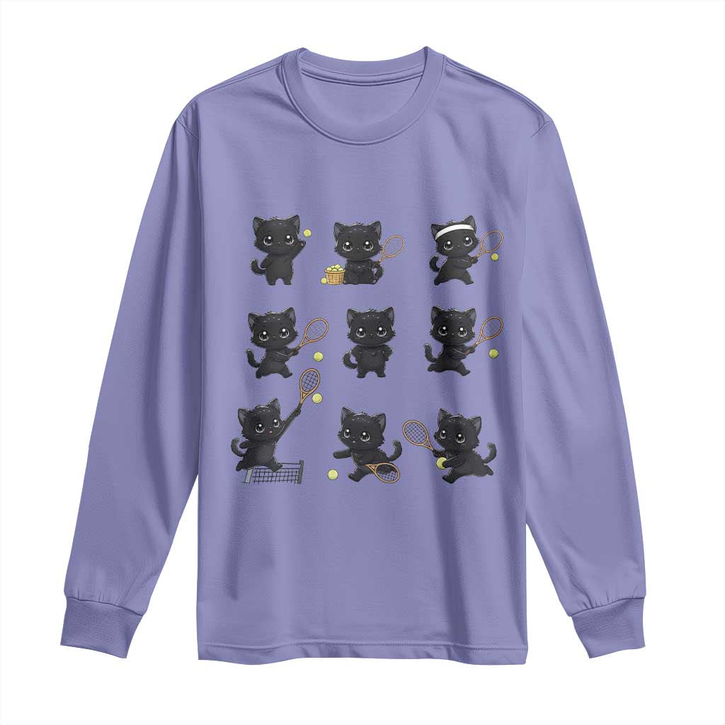 Funny Tennis Game Day Cat Long Sleeve Shirt Tennis Player Gift TS12 Violet Print Your Wear